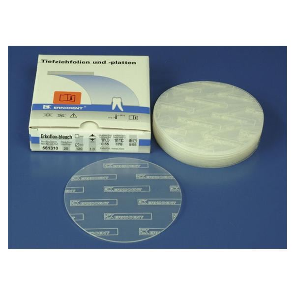 Erkoflex Bleach transparant met isoleerfolie, rond  120 mm - Dikte 1 mm, 20 stuks