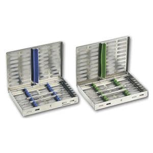 Cassette rvs - 10 instrumenten - 18 x 14 x 2,2 cm, blauw