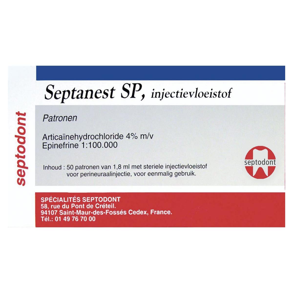 Septanest SP - Verpakking, 50 carpules