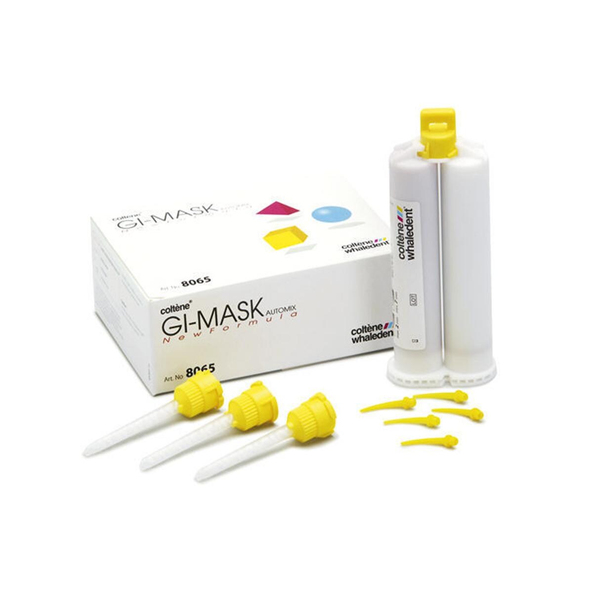 GI-MASK Automix New Formula - 2 x 50 ml cartridges, 12 Mixing Tips geel / klein en 12 Oral Tips geel