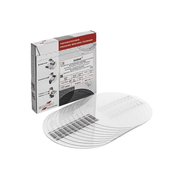 DURAN transparant, rond  125 mm - Dikte 0,75 mm, 10 stuks