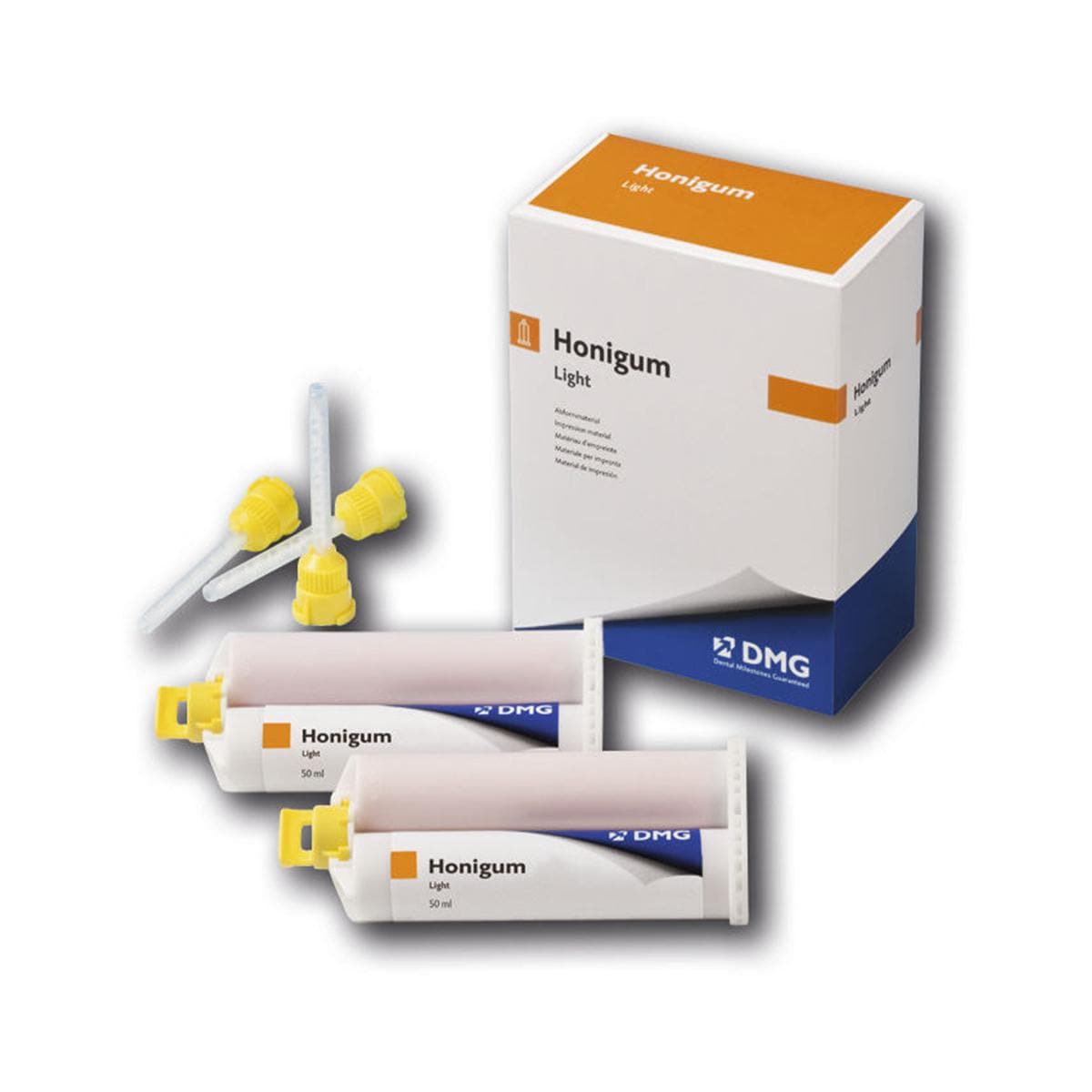 Honigum Light - Light, 2x 50 ml, 12 Automix-tips en 12 intraorale tips.