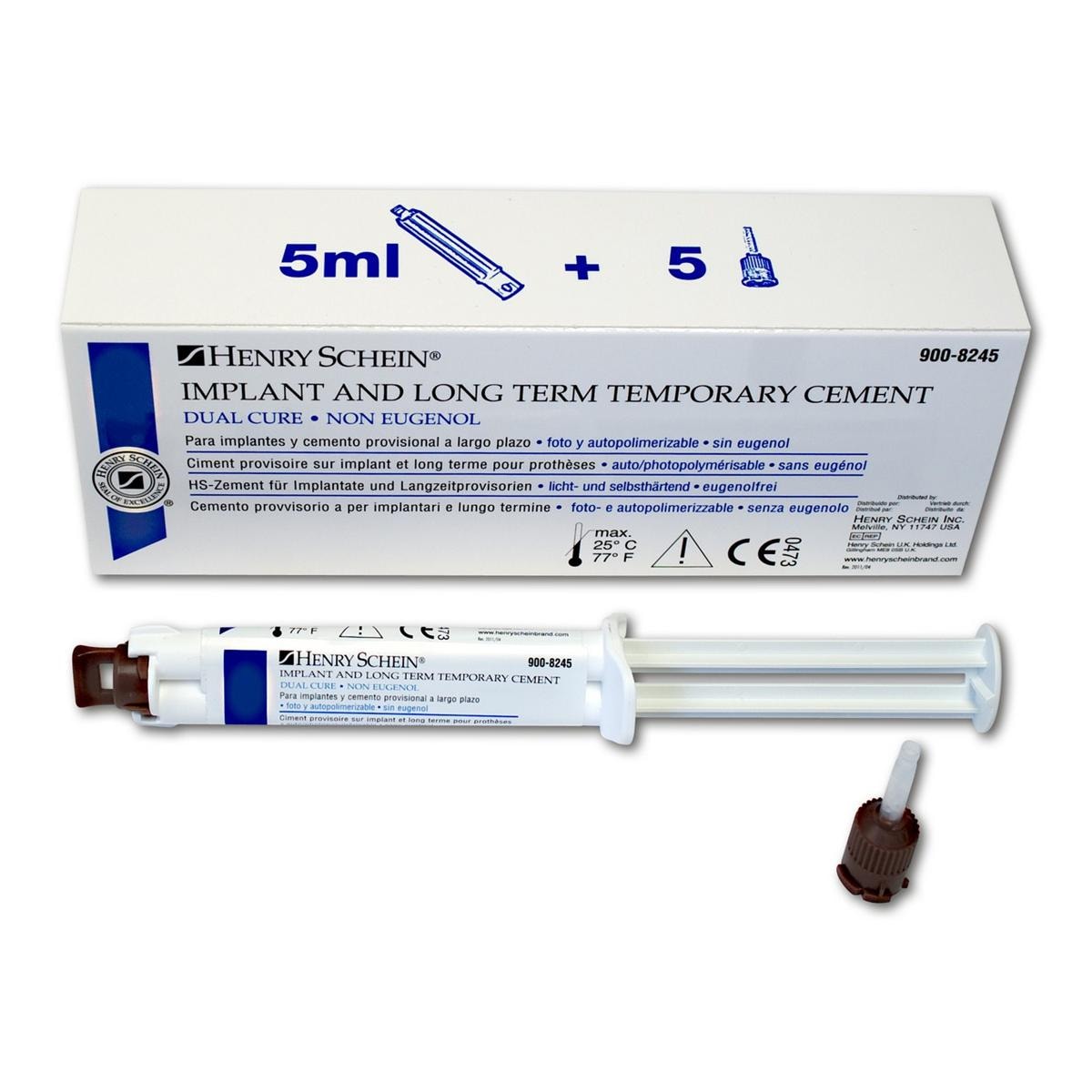 Implantaat- en langdurig tijdelijk cement - Smartmixspuit à 5 ml en 5 bruine mengtips