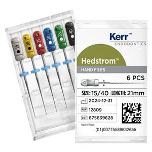 Hedstrm-Files, 21 mm - ISO 25 -rood, 6 stuks