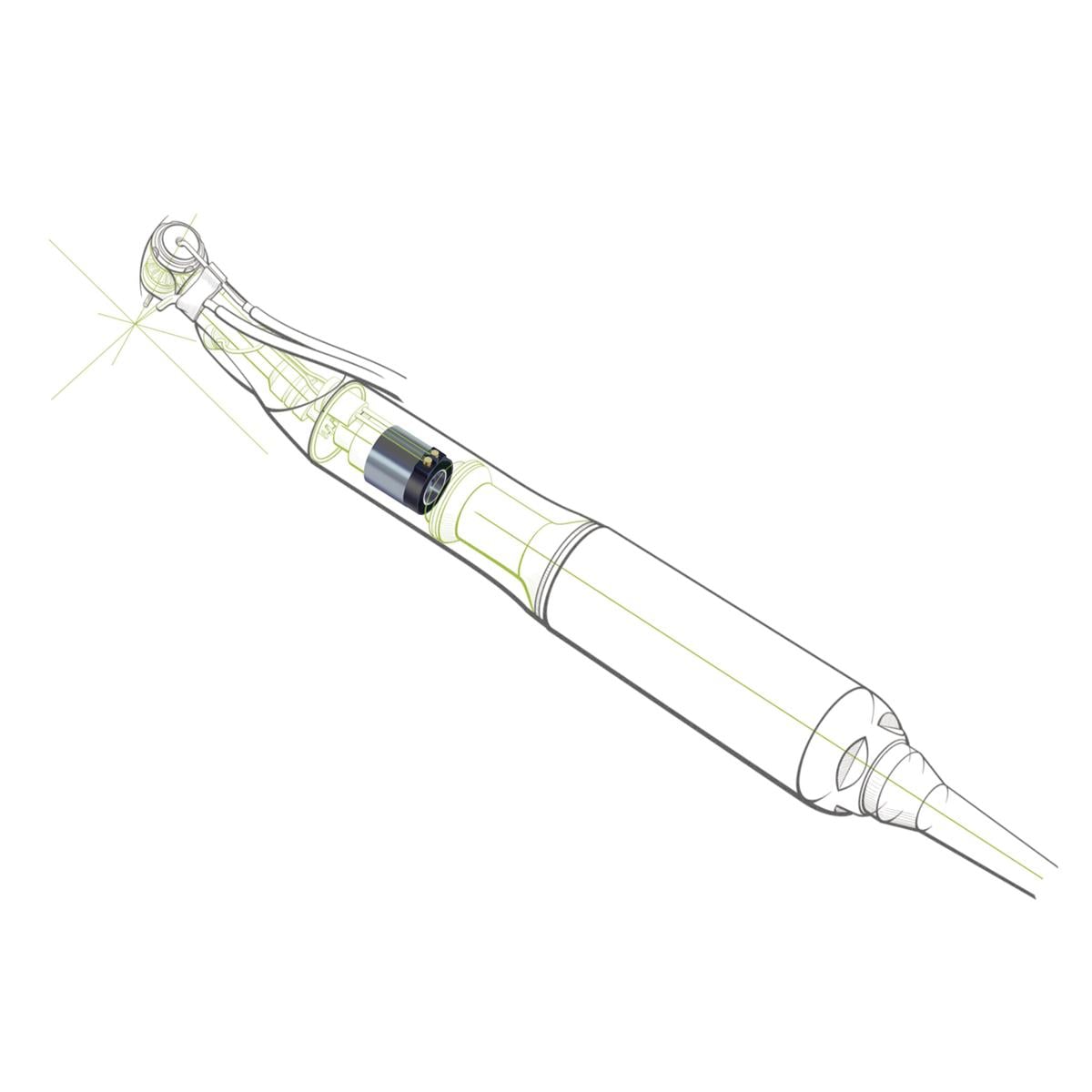 Chirurgisch hoekstuk met LED+ licht WS-75 LG - vertraging 20:1 (groen), single spray