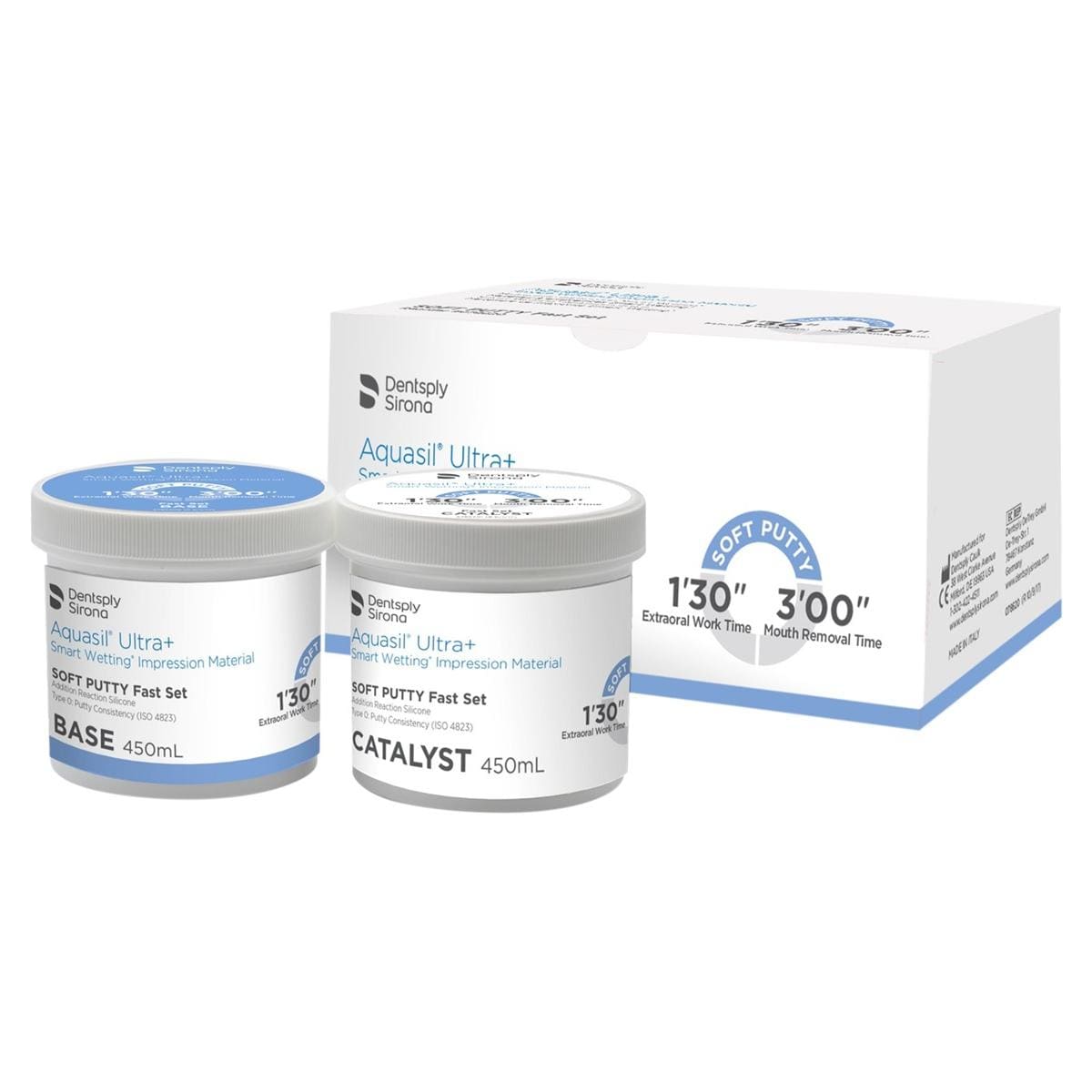 Aquasil Ultra+ Hand Mix Soft Putty Fast Set - Verpakking 450 ml Base en 450 ml Catalyst