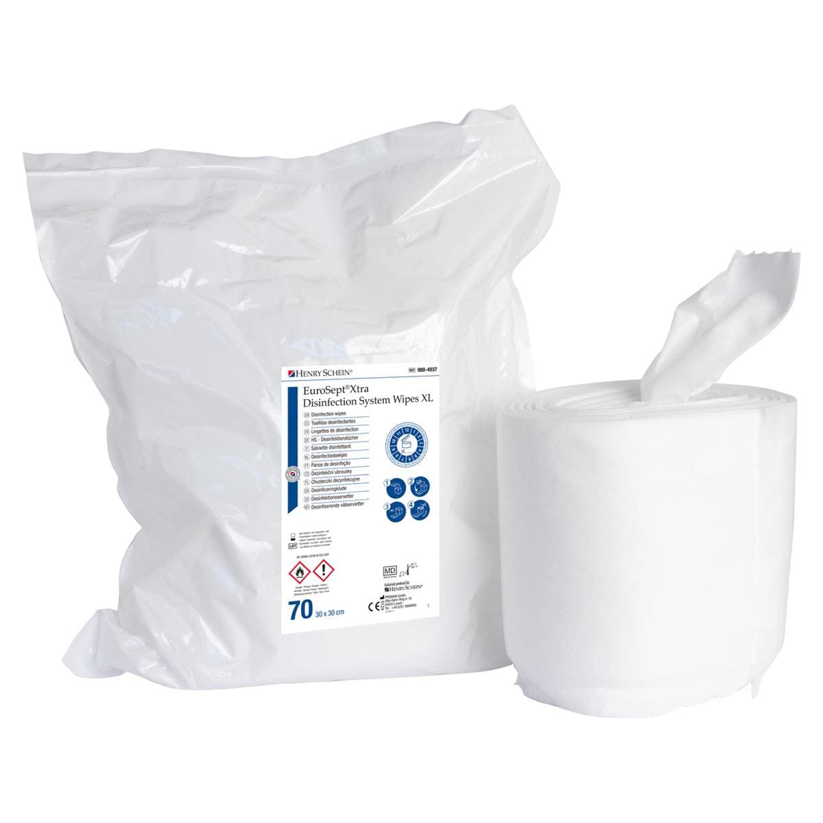 EuroSept Xtra System Dispenser Wet Wipes - X-Large, 30 x 30 cm, 70 stuks