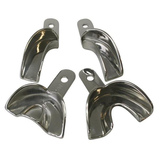 Afdruklepels metaal ongeperforeerd betande kaak quadrant - Assortiment, 4 stuks (130, 131, 132 en 133)