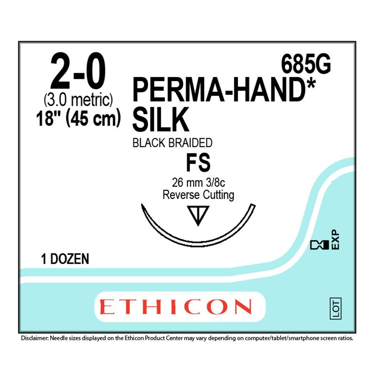 Perma zijde - USP 2-0 45 cm 685G, per 12 stuks