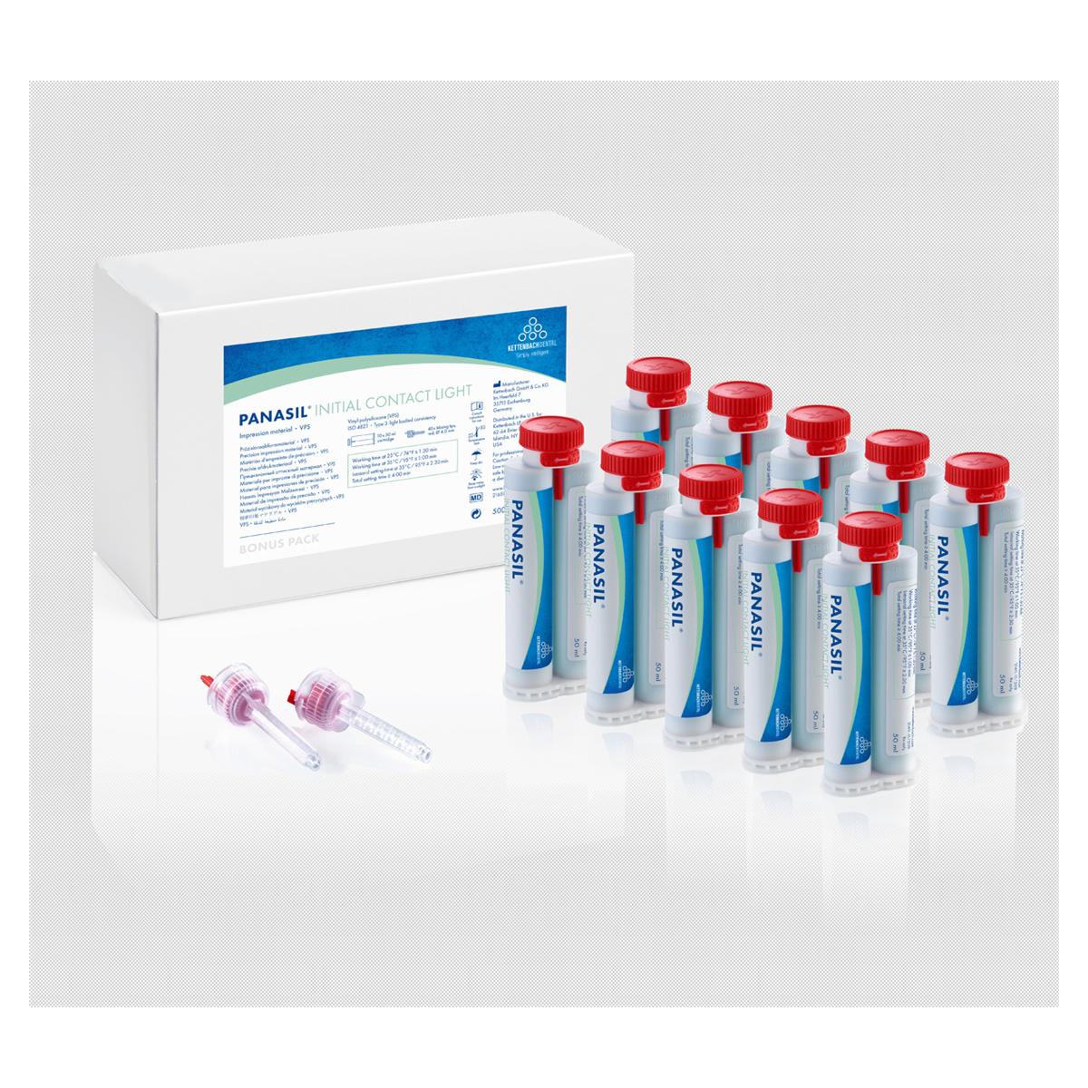 Panasil Initial Contact Light Bonus Pack (New Mixing System) - 10x 50 ml en 40 mengtips rood (2831011)