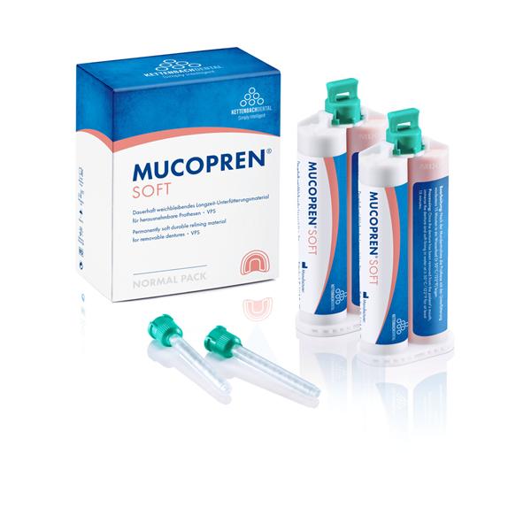 Mucopren Soft navulling - Verpakking, 2x 50 ml en 6 mengtips