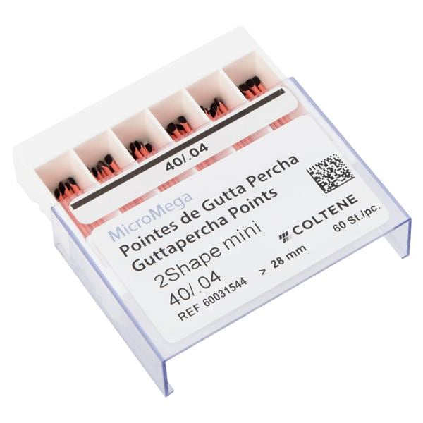 2Shape mini Gutta Percha points - ISO 040, taper .04, 60 stuks