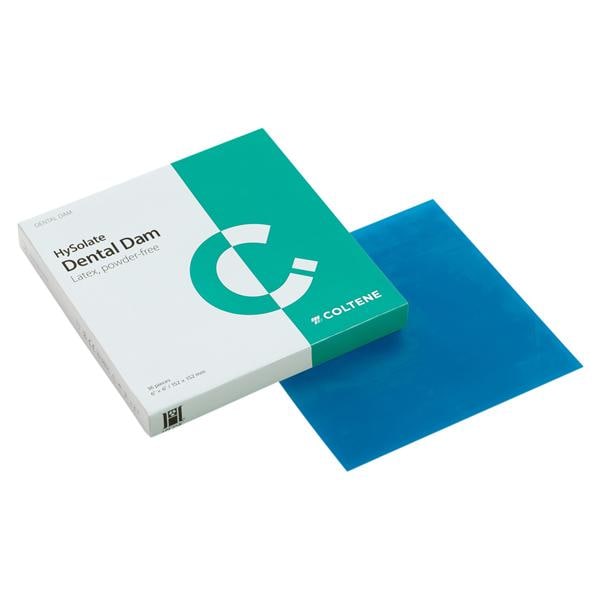 HySolate Latex Dental Dam, Blue (152x152mm) - Medium, 36 vellen