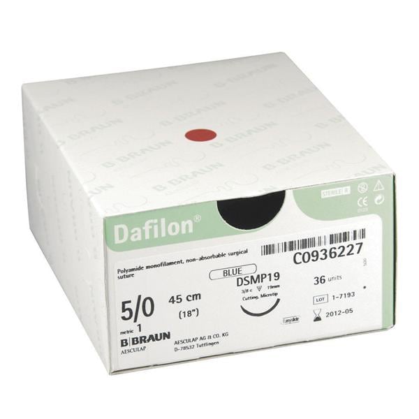 Dafilon blauw, monofilament - USP 4/0, 36 x 75 cm - naald DS 16