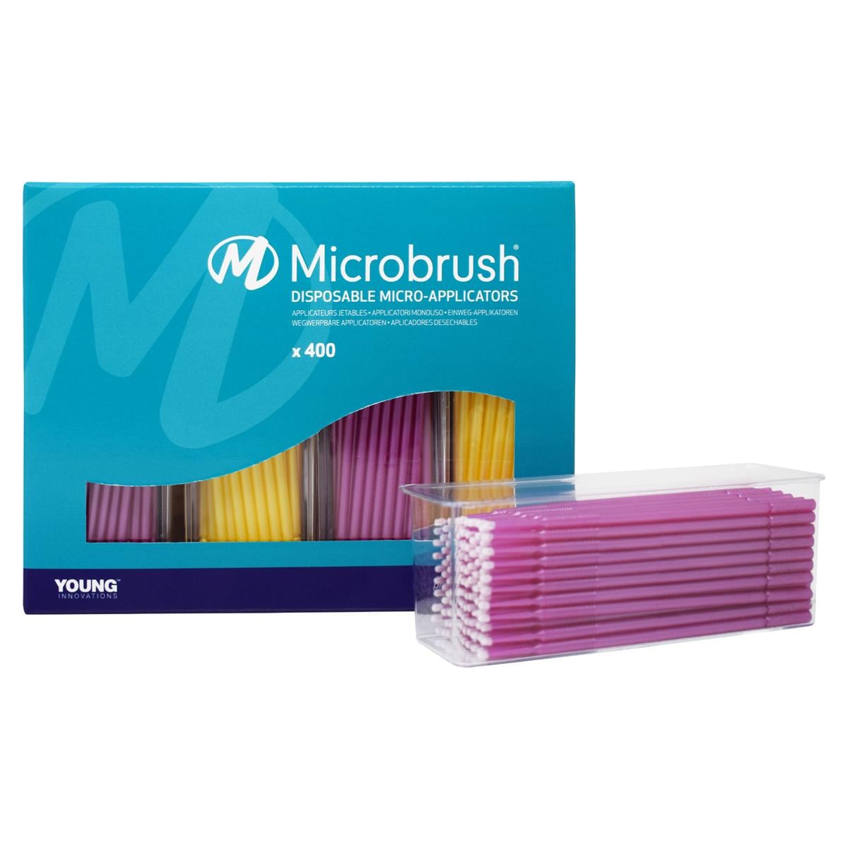 Microbrush Plus navulling voor Dispenser - Fijn (1,5 mm) geel en roze, 2x 200 stuks