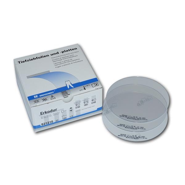 Erkodur helder met isolatiefolie, rond  120 mm - Dikte 1,0 mm, 20 stuks