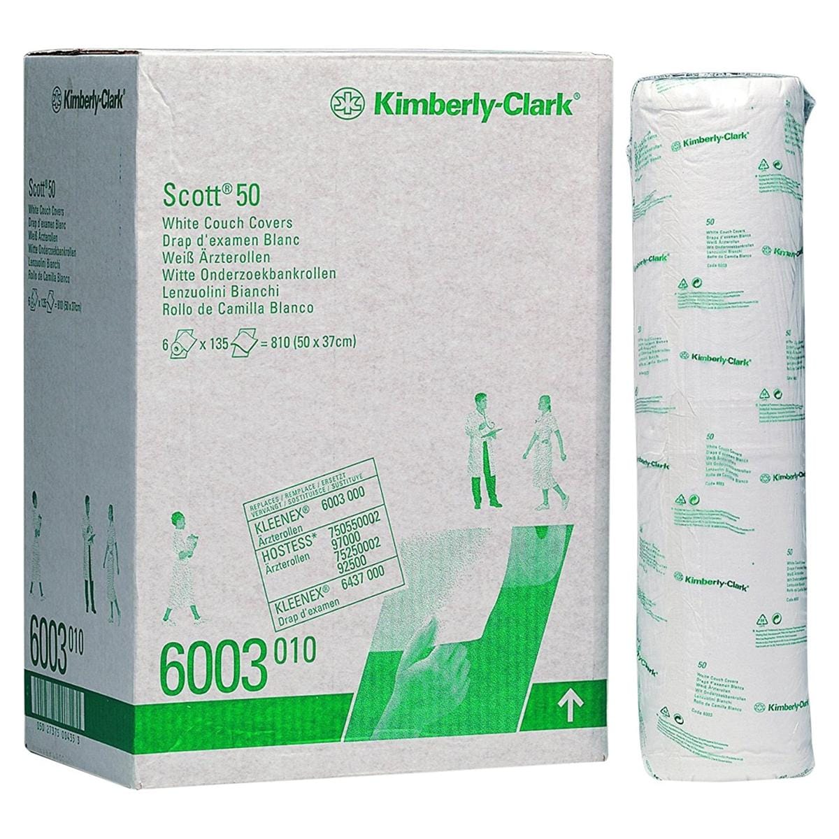 Scott onderzoekbankpapier - wit 2-laags, 38 cm x 51 cm, per 6 rollen