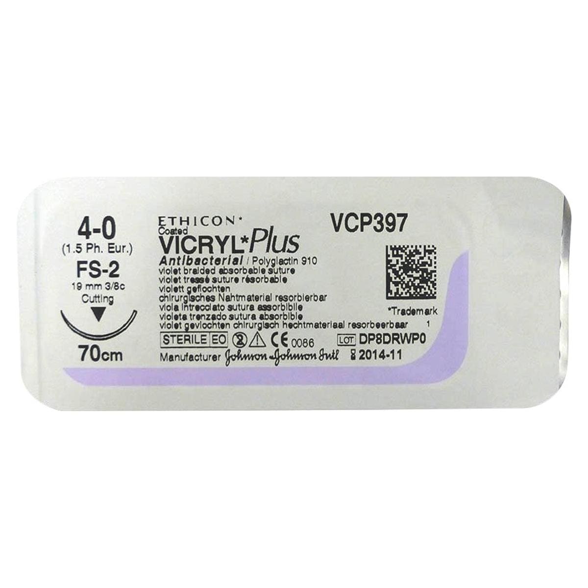 Ethicon Vicryl Plus 4-0 FS2 70cm VCP397H