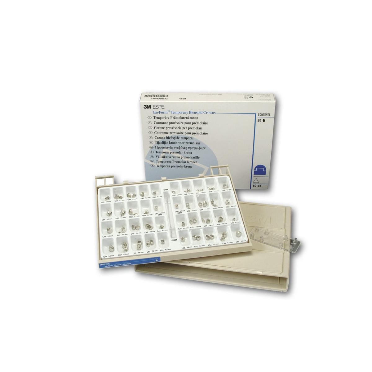 Iso-Form kronen assortiment premolaar - Assortiment voor premolaren, 64 stuks BC-64 - BC-64