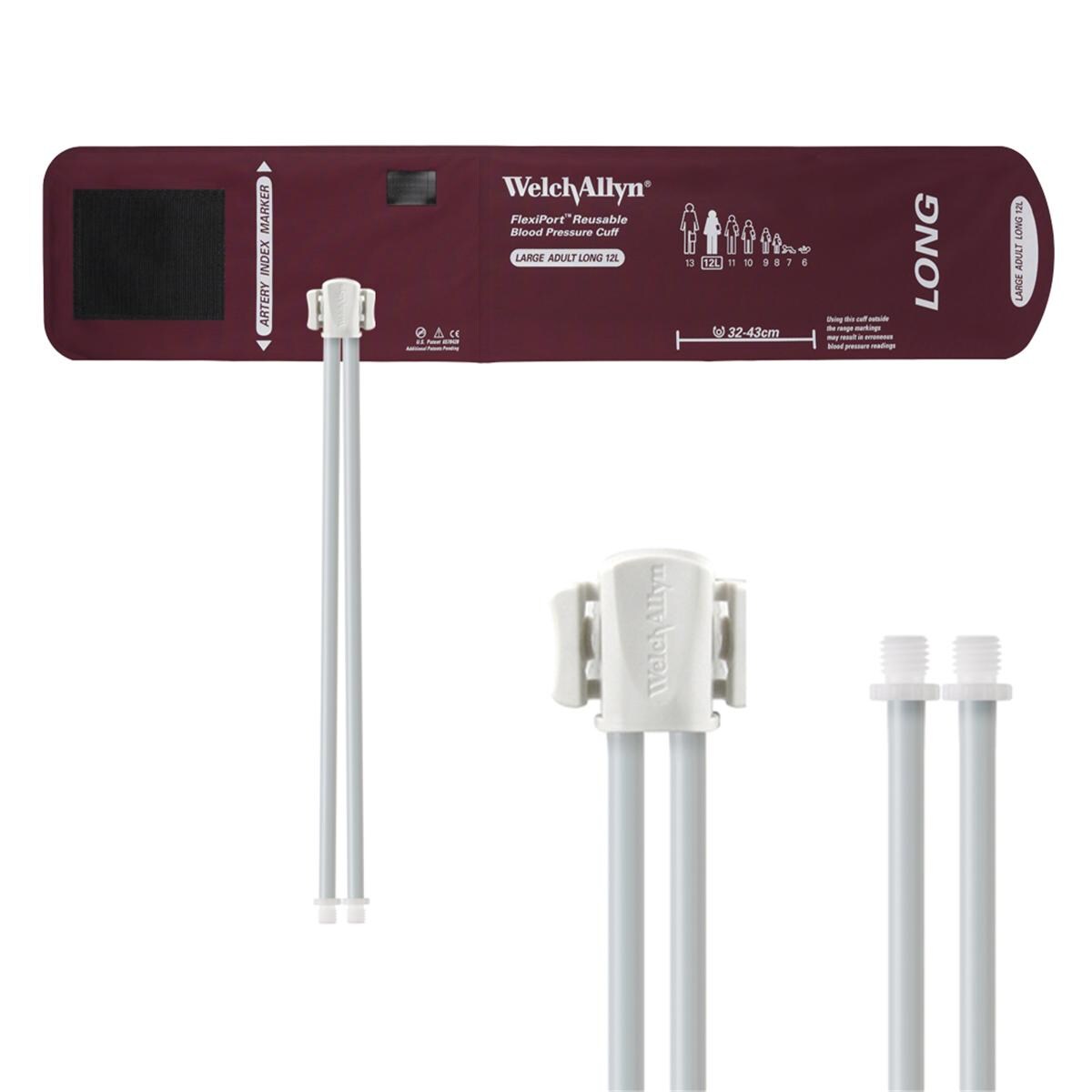 Flexiport manchet, 2-slangs - nr. 12L volwassene lang, armomvang 32 - 43cm