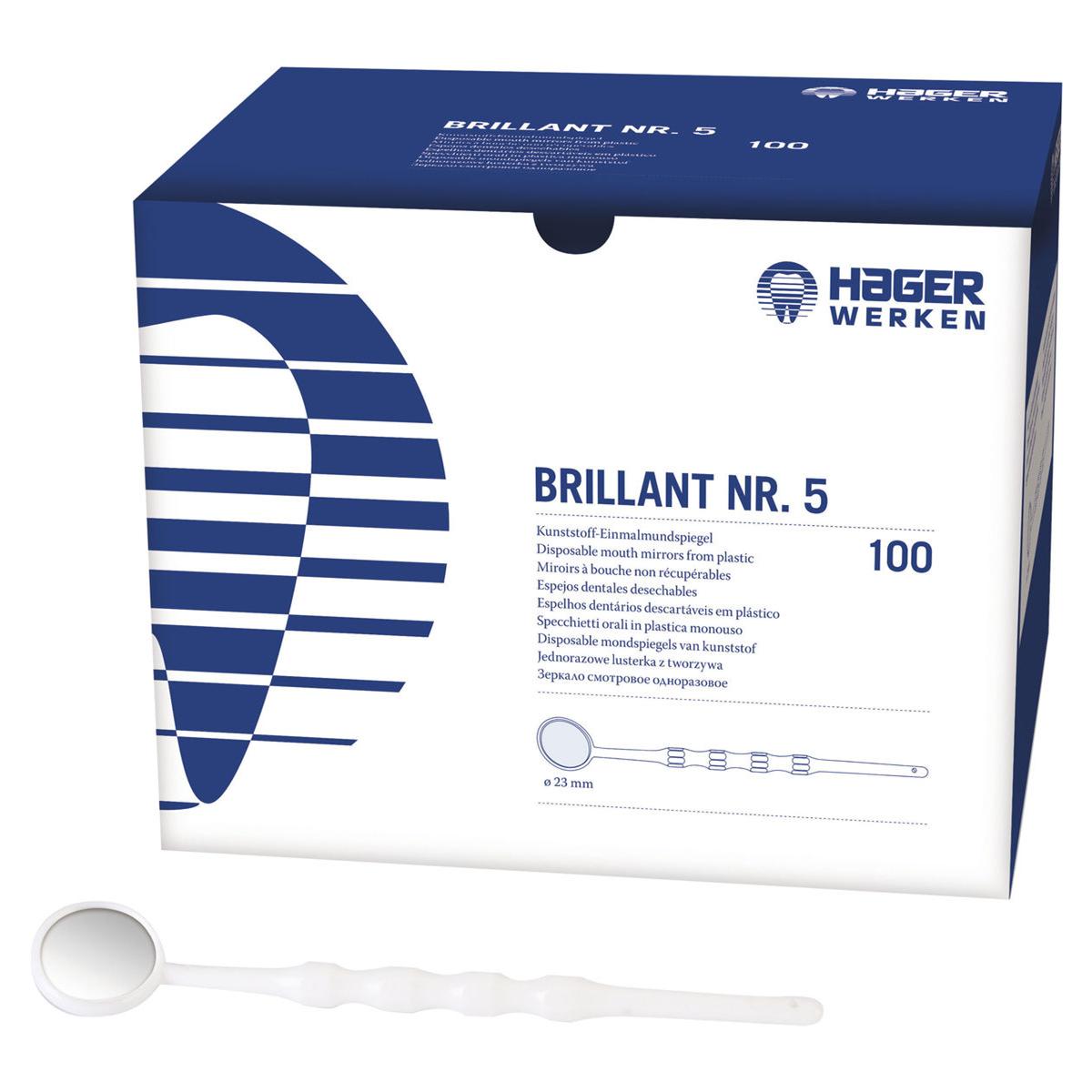 Brillant mondspiegels met heft - Nr. 5 - Ø 23 mm, 100 stuks