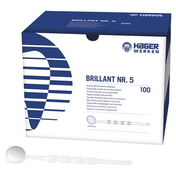 Brillant mondspiegels met heft - Nr. 5 -  23 mm, 100 stuks