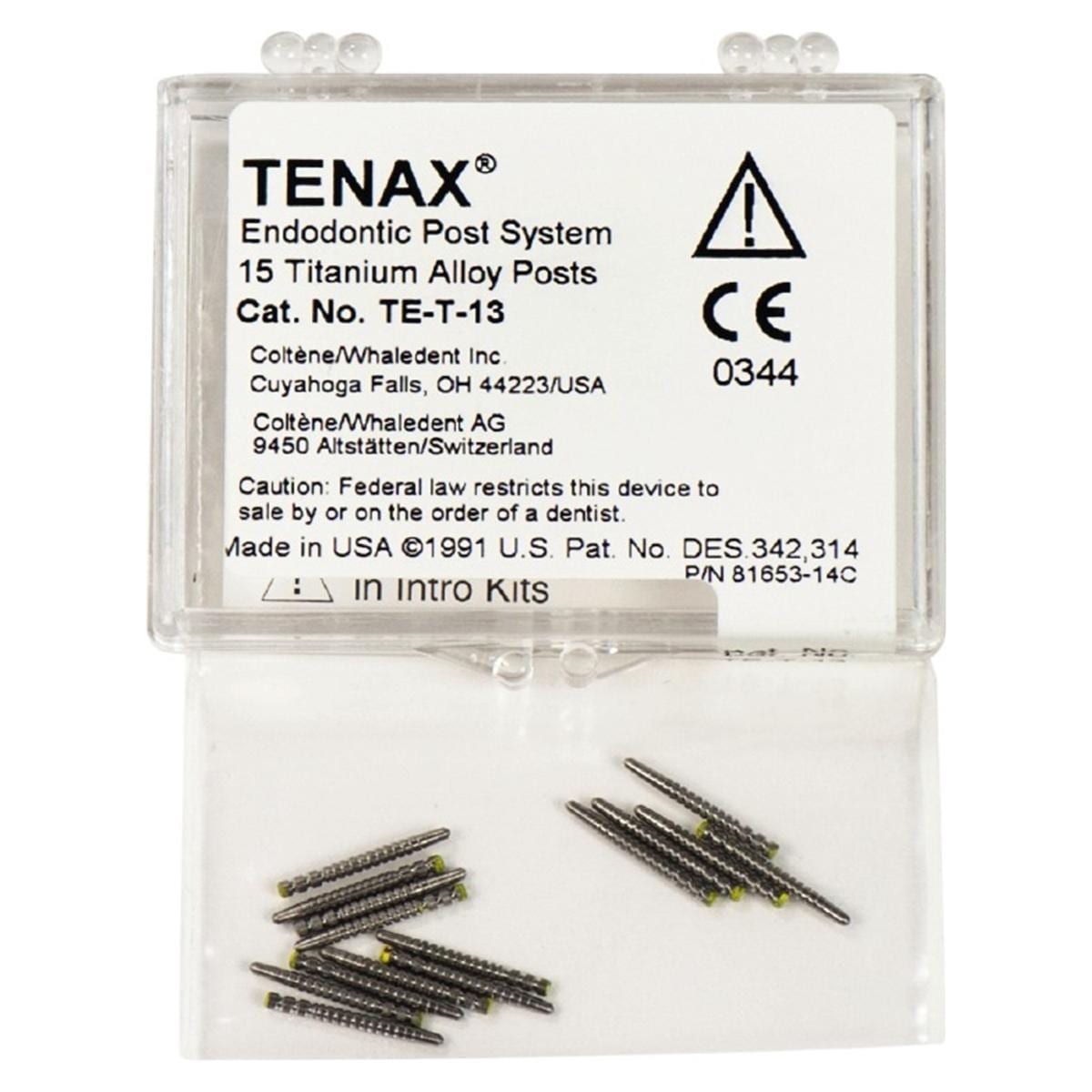Tenax Titanium wortelstift - Te-T-13 geel, ø 1,3 mm, 15 stuks -