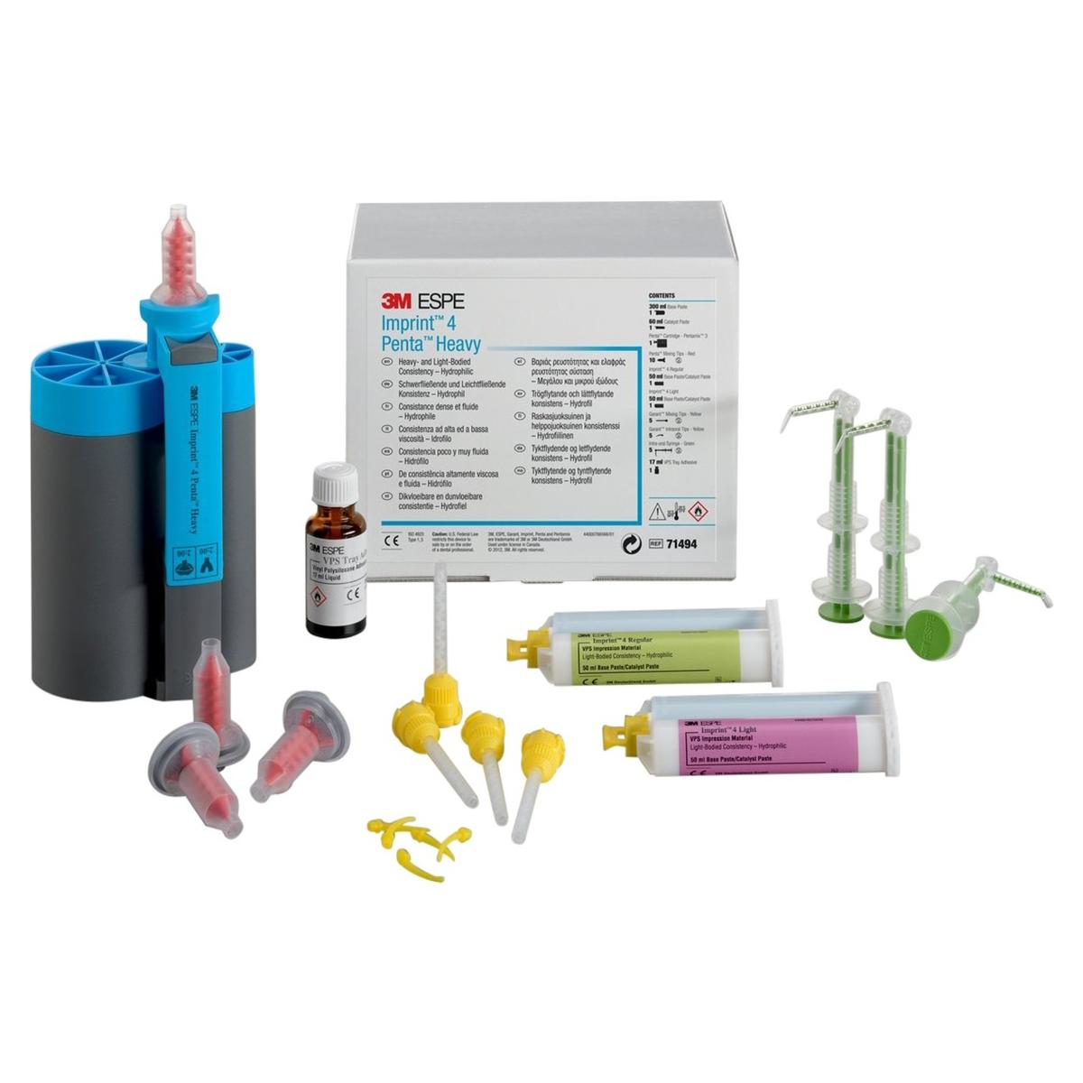 Imprint 4 - Heavy - Introkit voor Pentamix 3Bevat 300 ml basis, 60 ml katalysator, 2 cartridges 50 ml, 1 Penta cartridge, 10 Pen