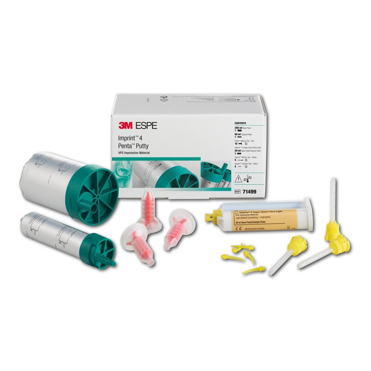 Imprint 4 - Putty - Introkit voor Pentamix 3Bevat 300 ml basis, 60 ml katalysator, 2 cartridges 50 ml, 1 Penta cartridge, 10 Pen