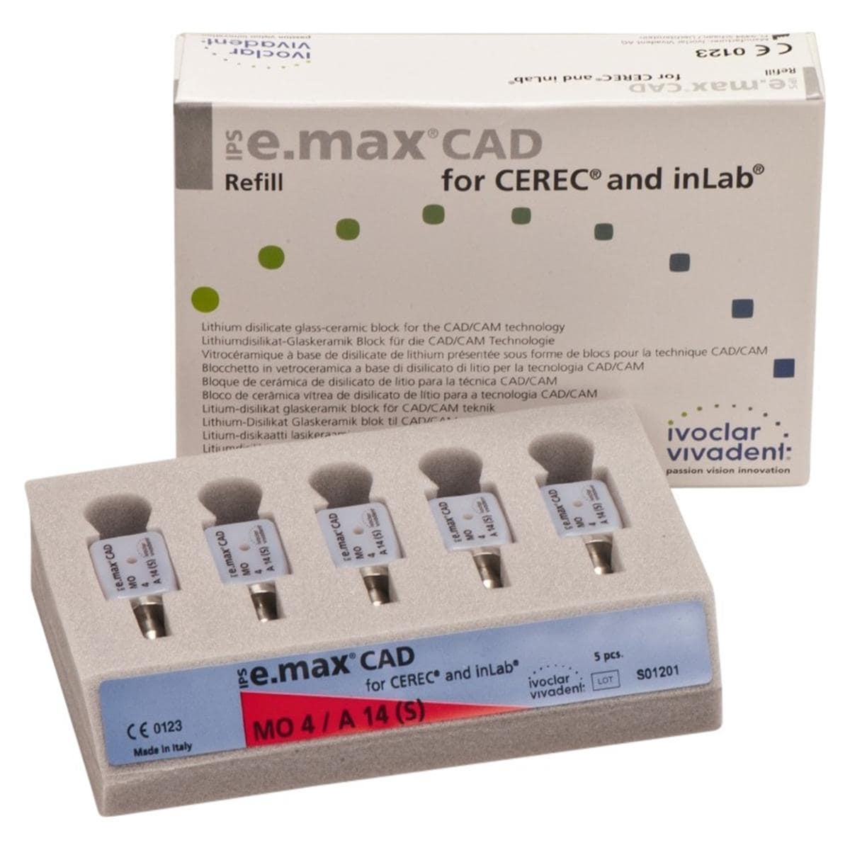 IPS e.max CAD Blocks voor Cerec en Inlab - MO 4, A14 S - 5 stuks