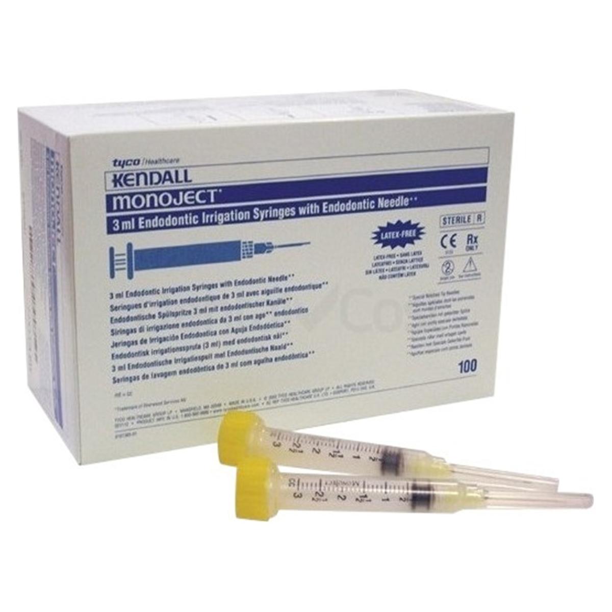 Monoject Endodontic Syringe 27G x 11/4, 3 ml, 100 stuks, geel