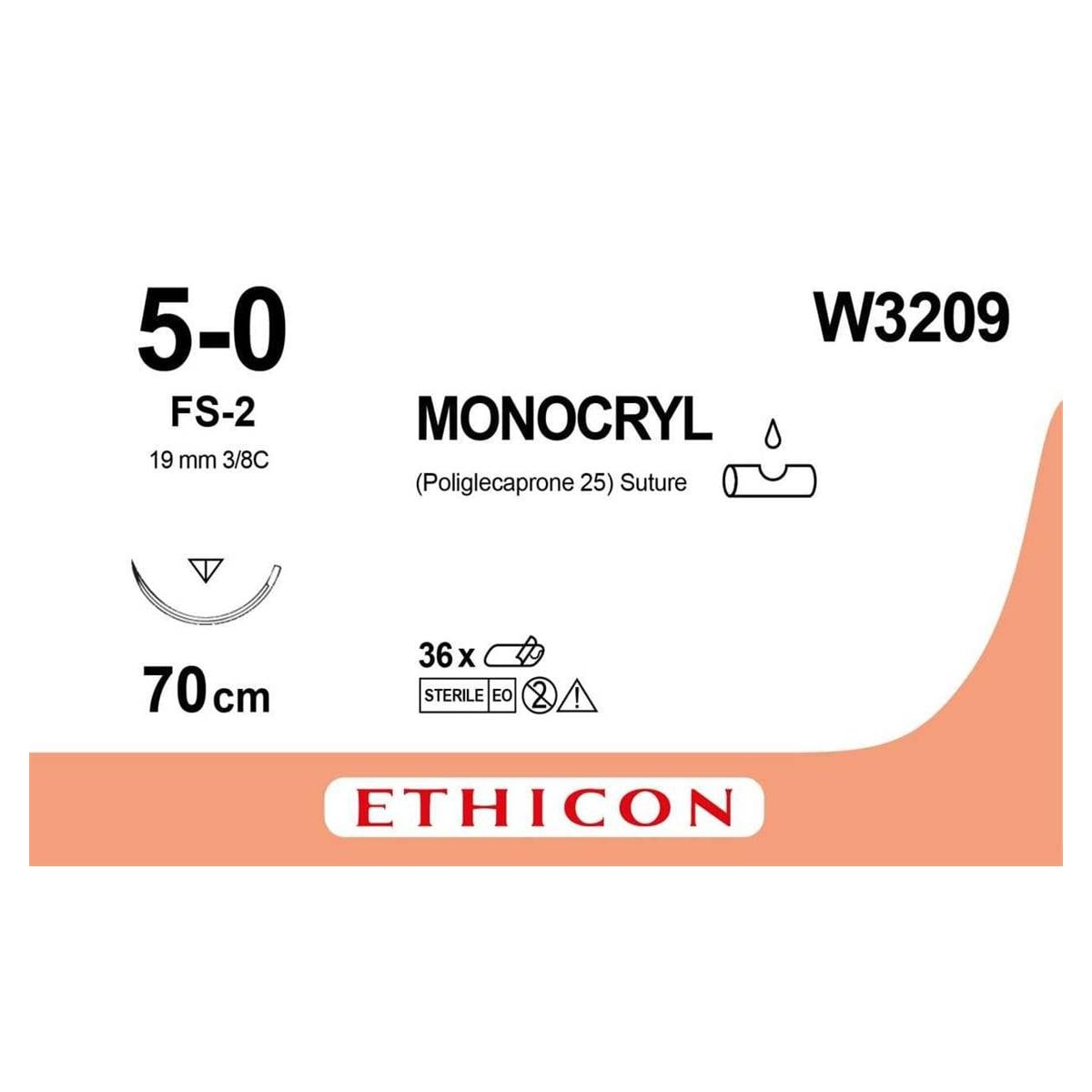 Monocryl - USP 5-0 FS2 70 cm kleurloos W3209, per 36 stuks