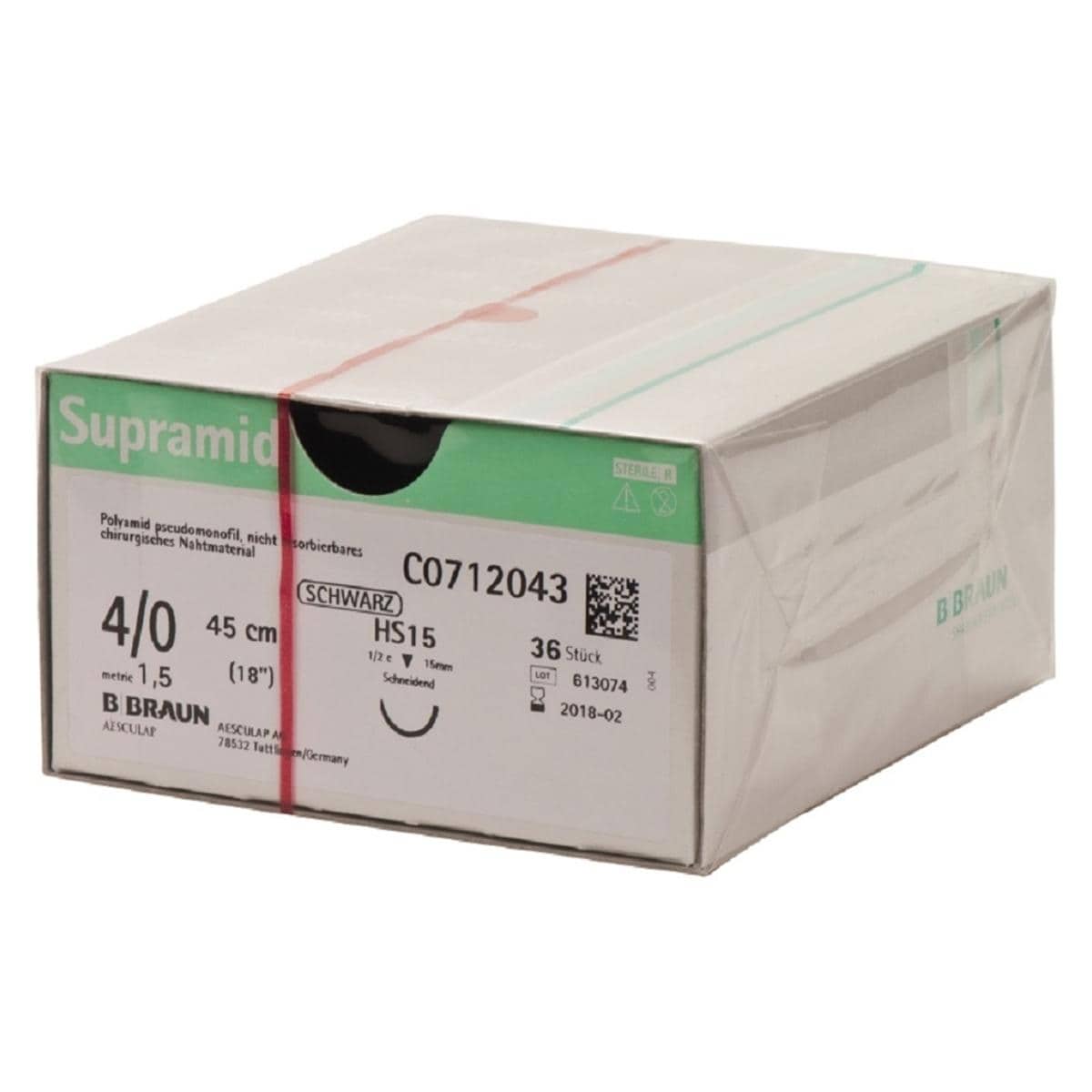 Supramid zwart - USP 4/0, Lengte 45 cm (C0712043), 36 stuks