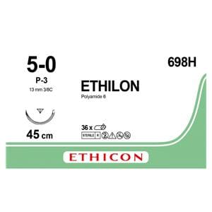 Ethilon - Lengte 45cm, 36 stuks 5-0, naald P3 - 698H