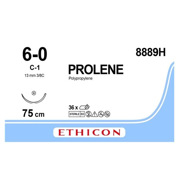 Prolene - USP 6-0 C1 75 cm blauw 8889H, per 36 stuks