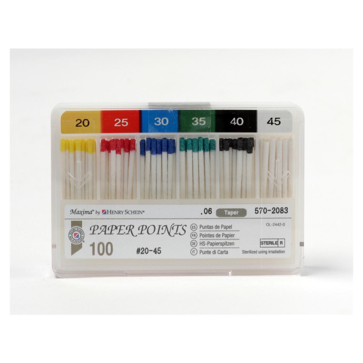 Maxima Taper Paperpoints - Taper 06, ISO 020 - 045, 100 stuks