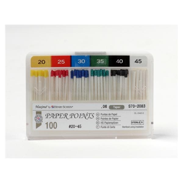 Maxima Taper Paperpoints - Taper 06, ISO 020 - 045, 100 stuks