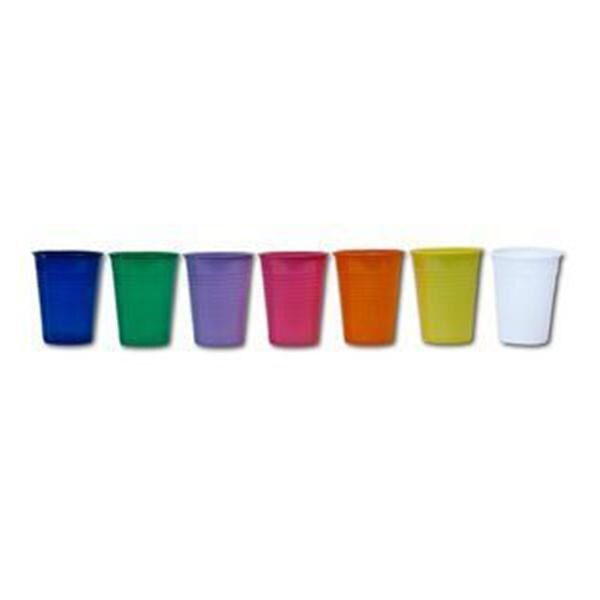 Drinkbekers plastic 200ml - Assortiment (donkerblauw, groen, geel, oranje en paars), 3000 stuks