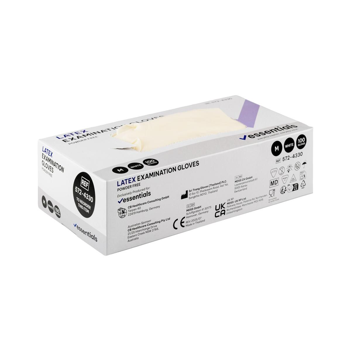 Latex Examination Gloves Powder Free - M, 100 stuks