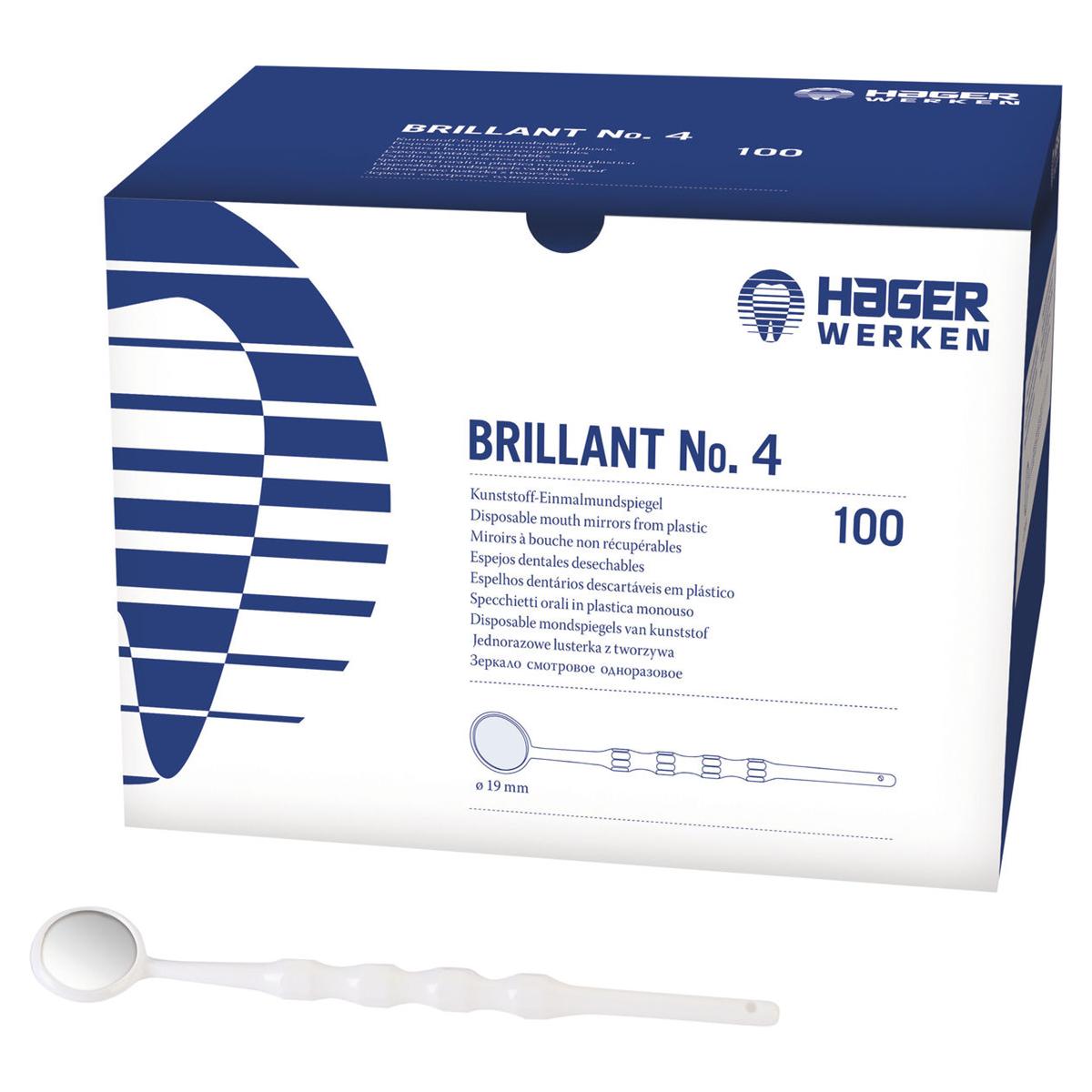 Brillant mondspiegels met heft - Nr. 4 - Ø 19 mm, 100 stuks