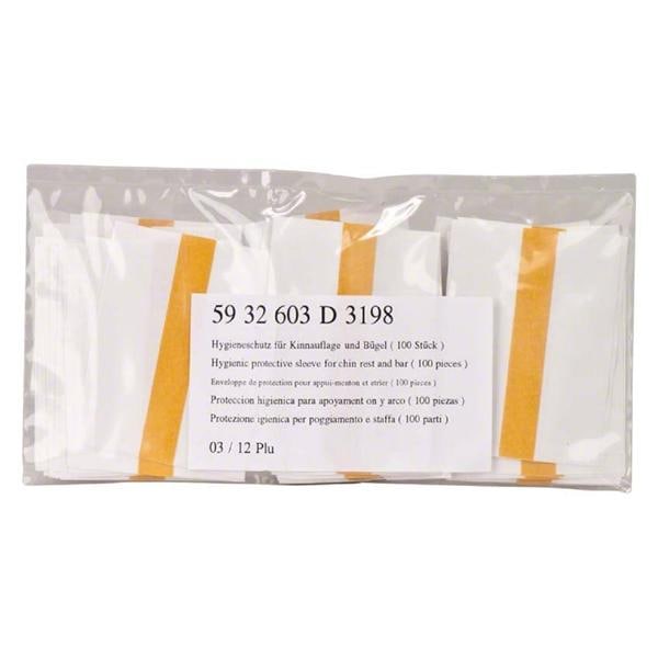 Hygienehoesjes OPG Sirona - Voor kinsteunpunt, 75 x 60 mm met dubbelzijdig plakrand voor Orthophos 3, -5,-Plus en -Ceph, 100 stu