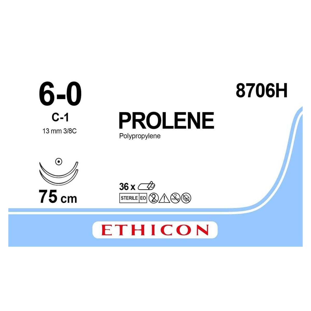 Prolene - USP 6-0 2xC1 75 cm 8706H, per 36 stuks