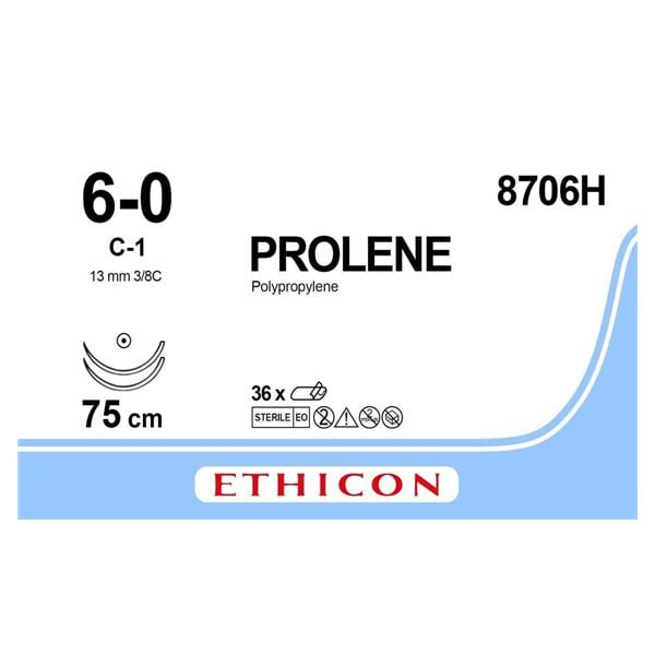 Prolene - USP 6-0 2xC1 75 cm 8706H, per 36 stuks