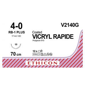 Vicryl Rapide - lengte 70cm, 12 stuks 4/0, naald RB-1 - V2140G