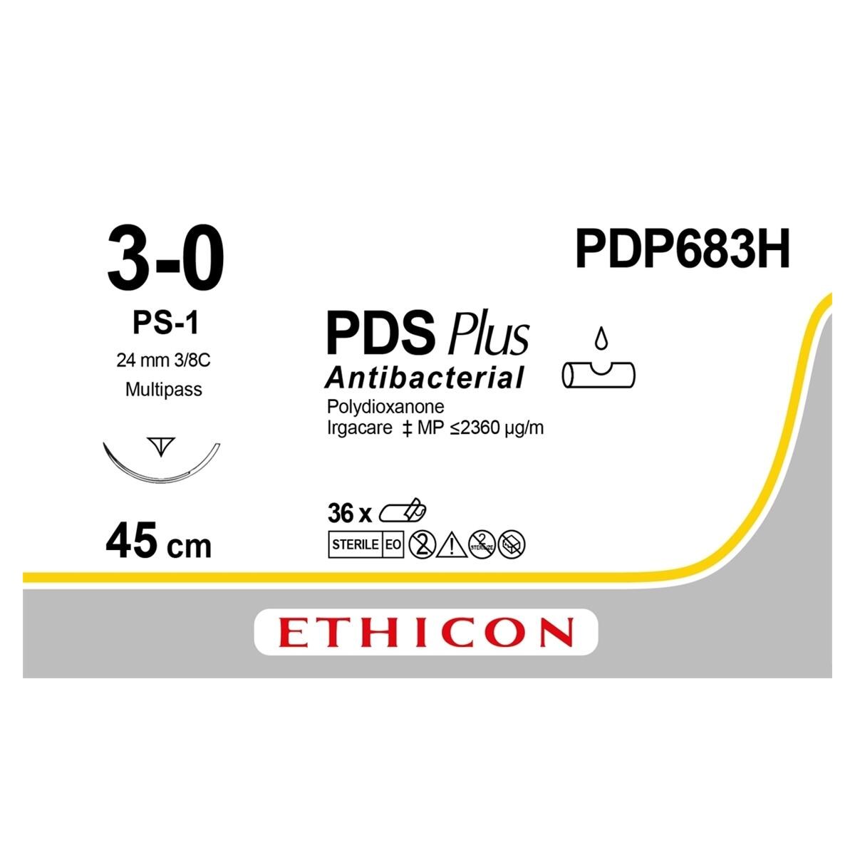 PDS Plus - USP 3-0 PS1 45 cm kleurloos PDP683H, per 36 stuks