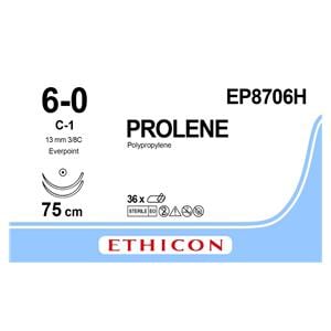 Prolene - USP 6-0 2xC1 75 cm blauw EP8706H, per 36 stuks