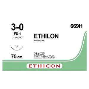 Ethilon - USP 3-0 FS1 75 cm zwart 669H, per 36 stuks