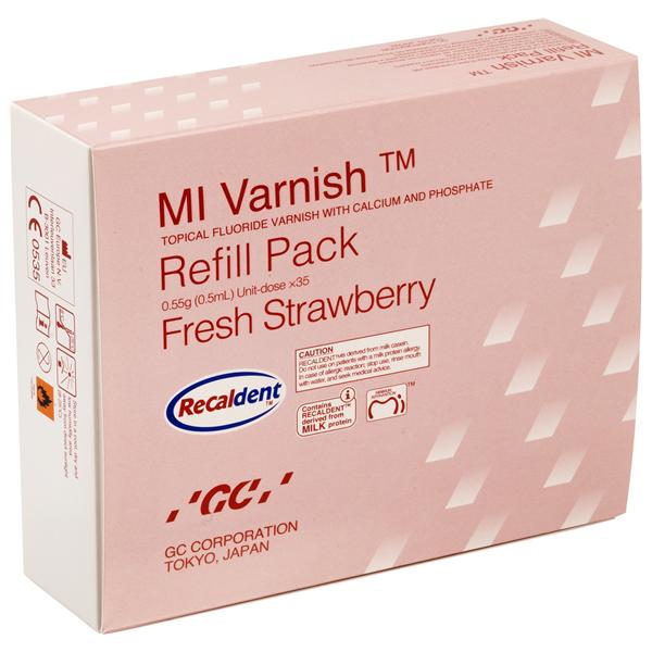 MI Varnish - navulling - Aardbei, 35 x 0,5 ml + 50 borsteltjes
