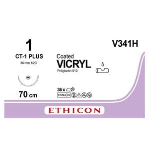 Vicryl - USP 1-0 CT1 70 cm violet V341H, per 36 stuks