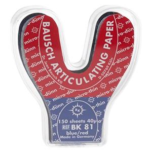 Articulatiepapier hoefijzervorm - 40 &#181;, blauw/rood 150 vellen, BK81